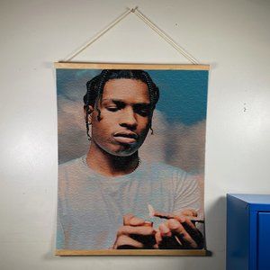 Asap Rocky Canvas Wooden Gold Hanger Size 24x17.5